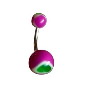 Purple Belly Button Ring w/ Green Heart 💜💚✨